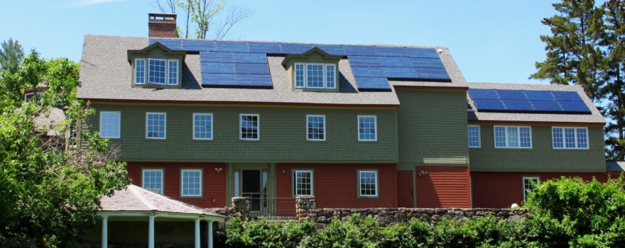 Solar array on the roof of the Harris Center.