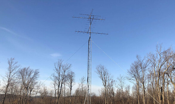 Motus receiving stations, like this one on the Harris Center's Granite Lake Headwaters property in Stoddard, will detect the tagged birds any time they pass within range. (photo © Brett Amy Thelen)