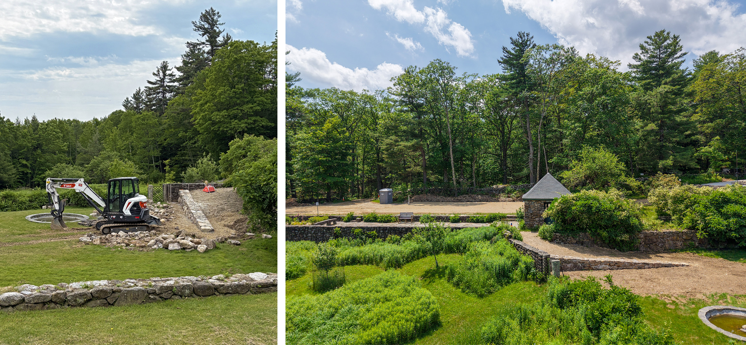 The addition of a new stone wall and ramp will create a smoother, more accessible route between the Open Lodge and lower lawn, where the frog pond is located. (photo © James Newsom)