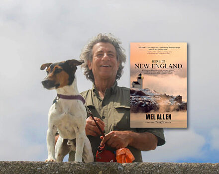 Mel Allen, his dog Rudy, and his new book (courtesy photo)