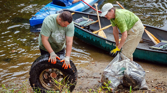 Source to Sea Cleanup volunteers removing trash from the Ashuelot River. (photo © Dave Hoitt)