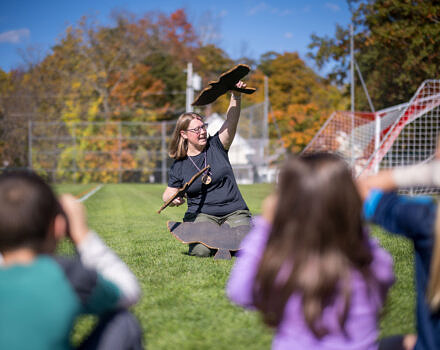 A hawk lesson at Antrim Elementary School (photo © Ben Conant)