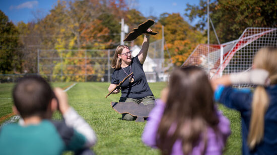 A hawk lesson at Antrim Elementary School (photo © Ben Conant)