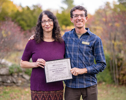 Educator of the Year Tina Ramsey with Teacher-Naturalist John Benjamin (photo © Ben Conant)