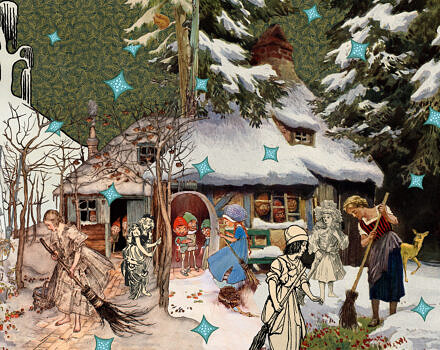 A winter fairy tale collage (illustration by Corwin Levi)