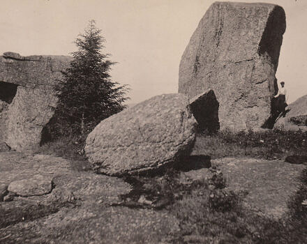 An old postcard showing Stoddard Rocks (photo courtesy the Town of Stoddard)