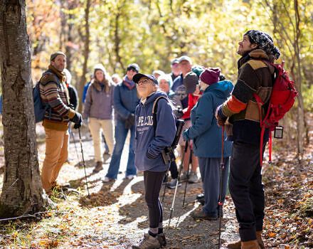 Phil Brown & Ignacio Oreamuno hiking Crotched Mountain accessible trails (photo © Ben Conant)