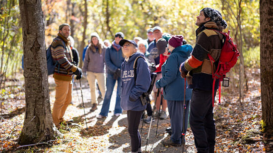 Phil Brown & Ignacio Oreamuno hiking Crotched Mountain accessible trails (photo © Ben Conant)