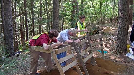 Screening at an archeological dig site in Peterborough (photo by Robert Goodby)