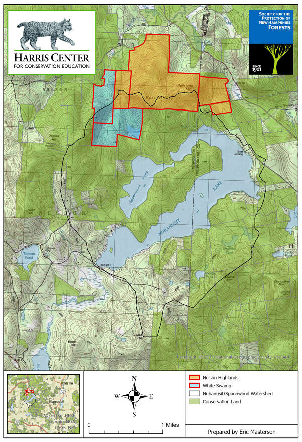 A map showing the Nelson Highlands property