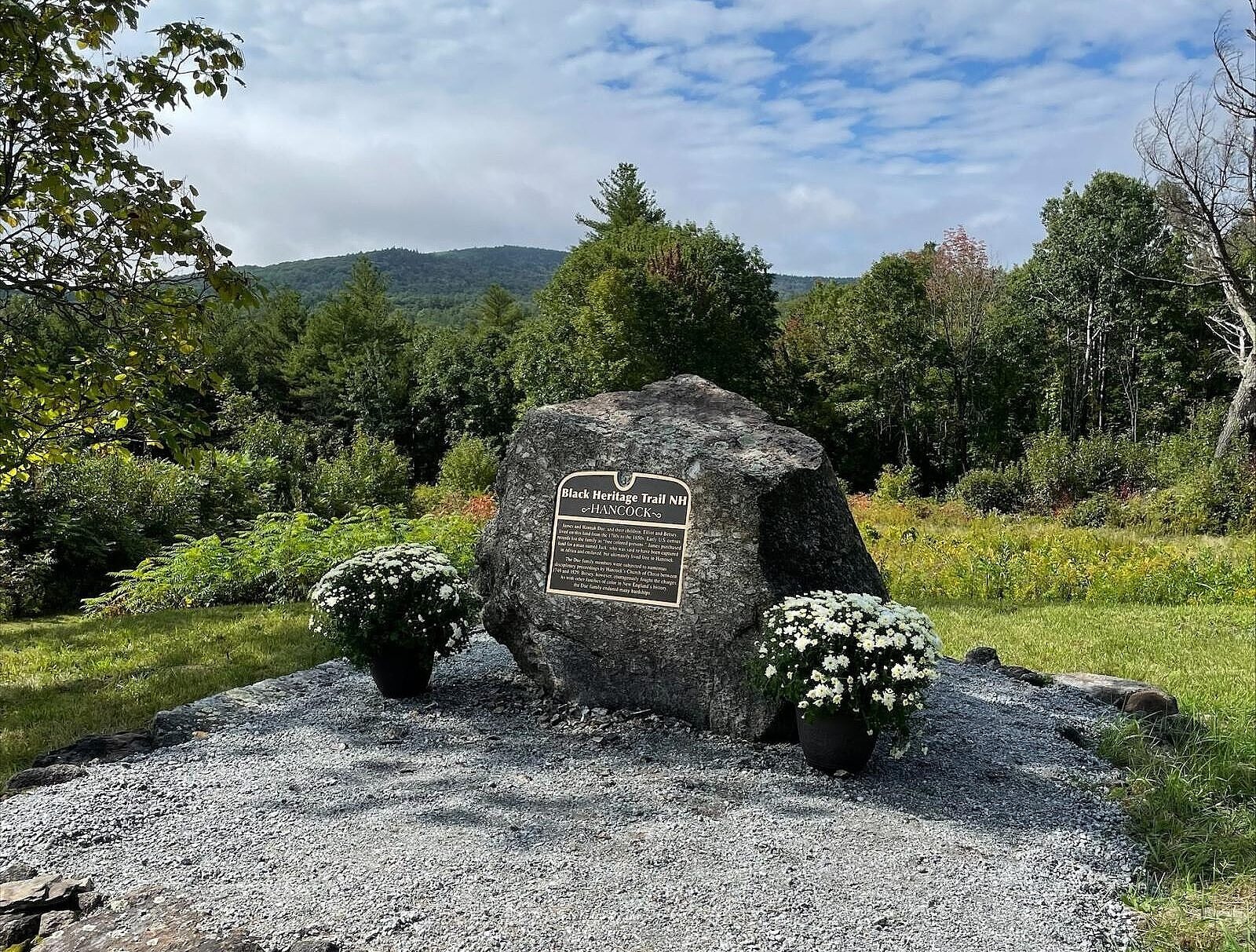 A Black Heritage Trail marker at Welch Farm (photo © The Forest Society)