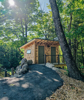 The space includes two composting toilets, including one that is accessible. 