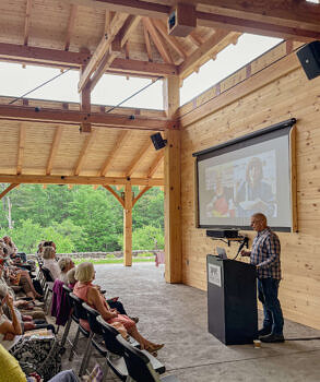 There is a full audio/visual system for presentations. 