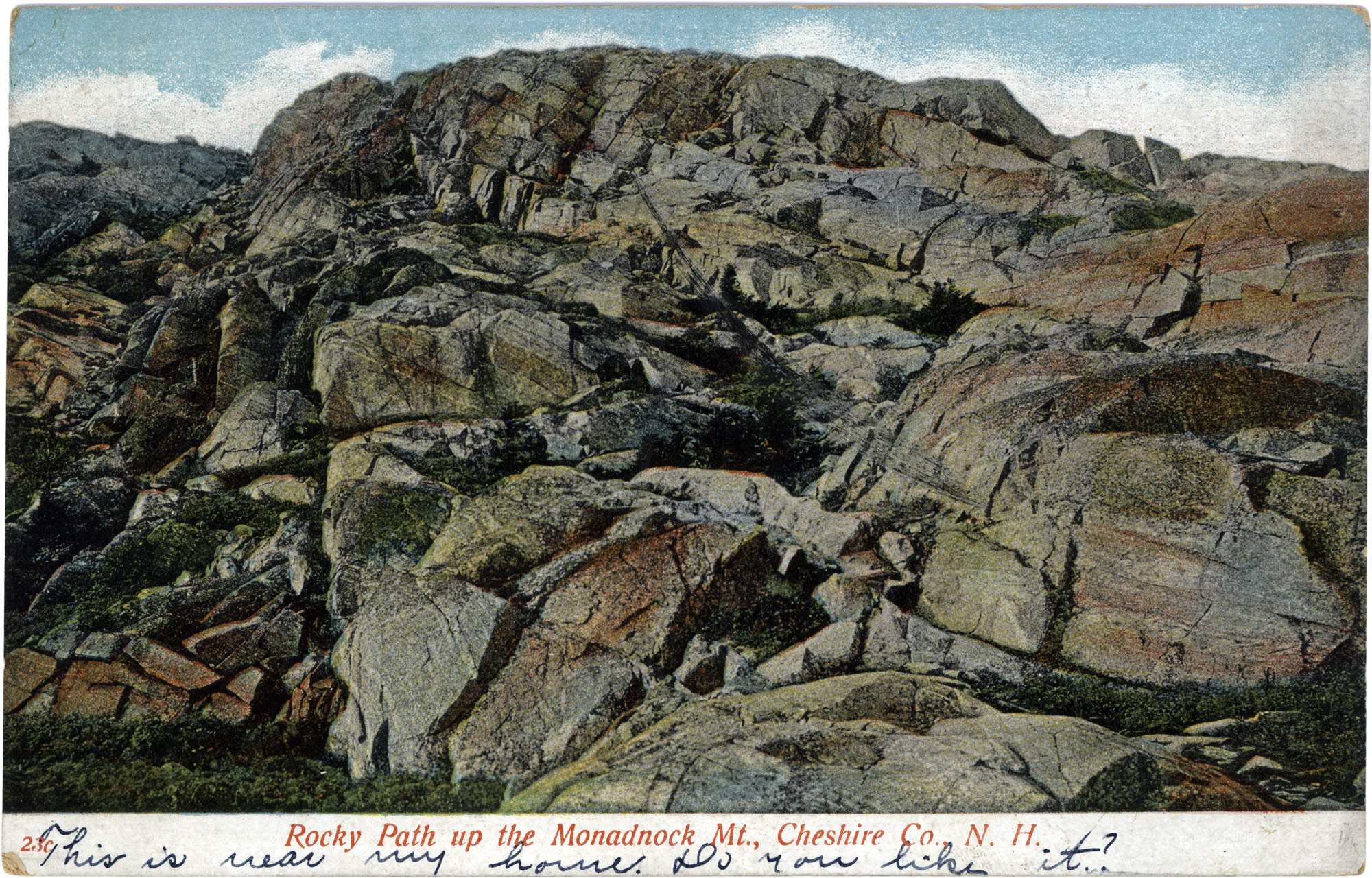 A vintage postcard of Mt. Monadnock (Gwarlingo Studio collection)