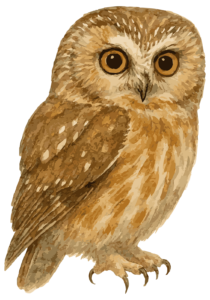 A drawing of a Saw-whet Owl (photo © Mantella via Adobe)