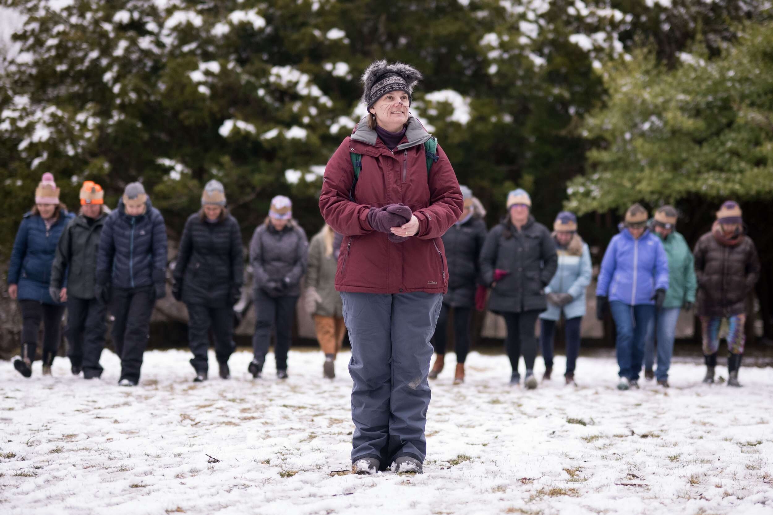 Jaime Hutchinson demonstrating a nature game to teachers (photo © Ben Conant)
